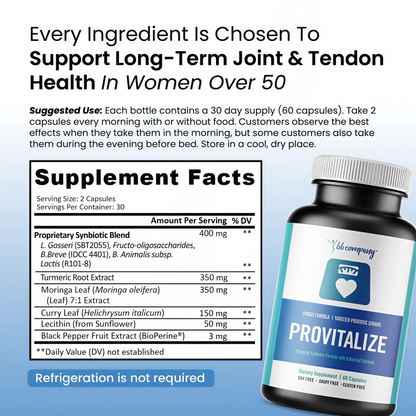 BB Company Provitalize | Probiotics for Women Digestive Health, Menopause,Joint Support | Sexy Midsection Curves,Bloat | Turmeric Curcumin Moringa |Gluten-Free & Shelf-Stable | Ages 40+ | 60Ct